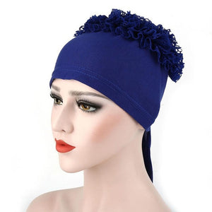 Autumn Winner Cotton Hat Women Muslim Lace Flowers Hat Chemo Cap Hair Loss Headwear Solid Wrap Hijib Cap